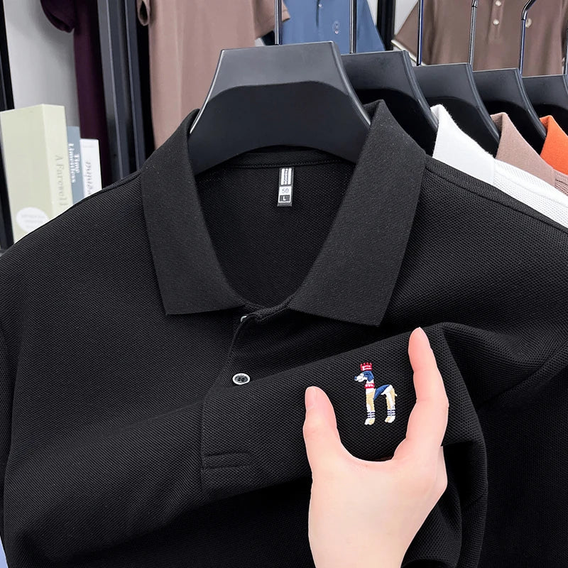 Luxury Man Short-Sleeved Polo Shirt Lapel Button 100%cotton Embroidery Spring New T-Shirt Ventilate Fashion Leisure MensClothing