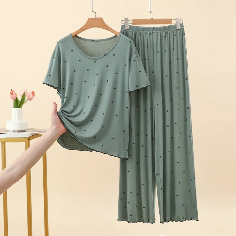 Thin Modal Short Sleeve Sleepwear Women's Pajamas Ladies Summer New Nightie Loose Pyjama Set Woman Female Sleeping Loungewear