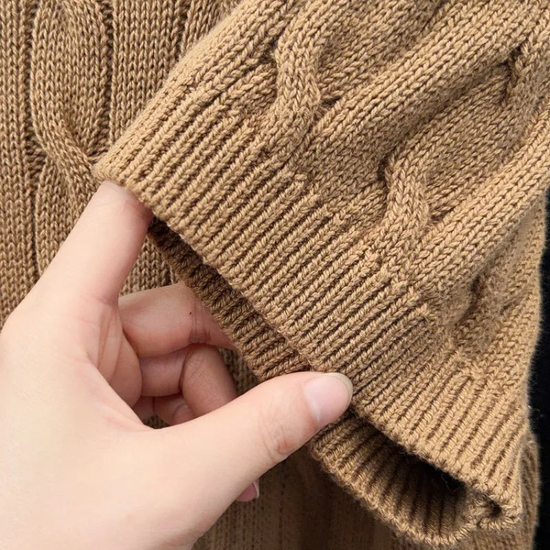 Men's Vintage Cable Knit Short Sleeve Sweater 100% Cotton Casual Crew Neck Pullover