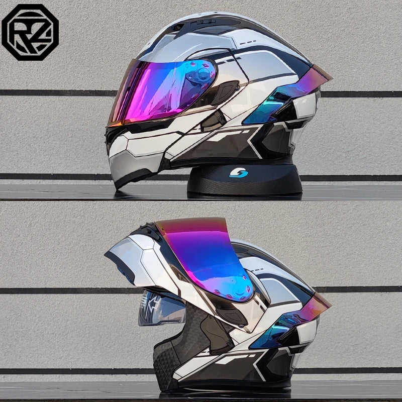 ORZ-991 unisex modular flip top motorcycle helmet, ABS shell with dual sun visors, DOT standard full face travel helmet