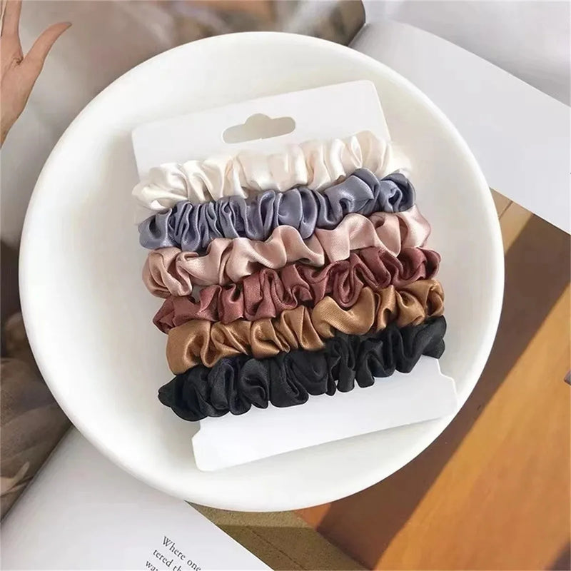 6 Ins Elegant French Satin Large Intestine Hairbands Versatile Basic Hair Rope Headbands Korean Hair Accessories Headbands