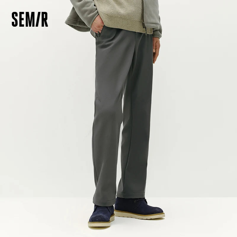 Semir Men Casual Pants Water Repellent Commuter Style Versatile Straight Leg Solid Color Fleece Lined 2026 New Comfort Fit