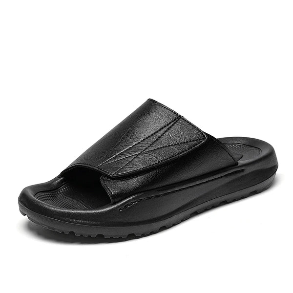 Men's Casual Leather Slippers Adjustable Non-Slip Summer Beach Sandals Suitable for Outdoor Leisure Sports Breathable
