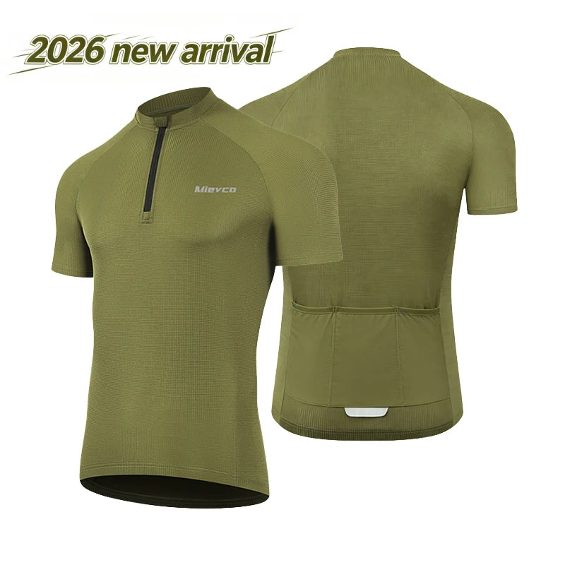 Mieyco Men's Short‑Sleeve Bike Cycling Jersey Quick Dry Moisture Wicking Breathable Biking Top With 3 Rear Pockets