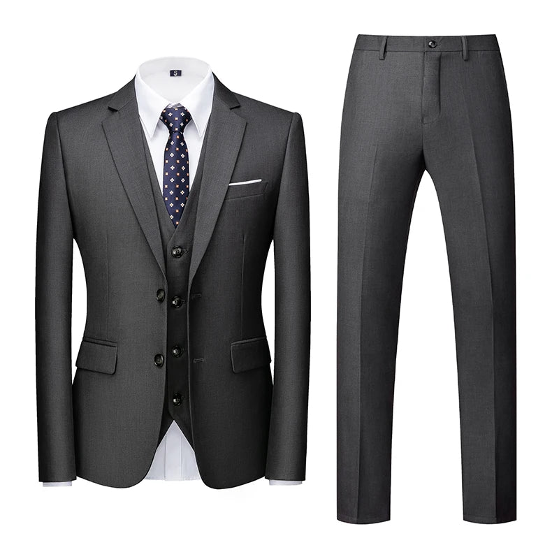 2026 Men's Grass Green Suit Three-Piece, Wedding,Party,Business,Interview Menswear,Red,Black,Blue,Purple,Yellow Asian Size Sets