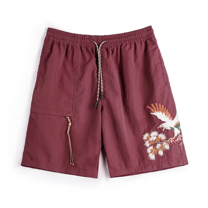 ខោខ្លីបុរស Maden Yokosuka Eagle ប៉ាក់ចង្កេះយឺតពណ៌ក្រហម ស្ងួតរហ័ស ខោខ្លីសម្រាប់រដូវក្តៅ ស្លៀកលេងលើឆ្នេរខ្សាច់ ពិតៗ