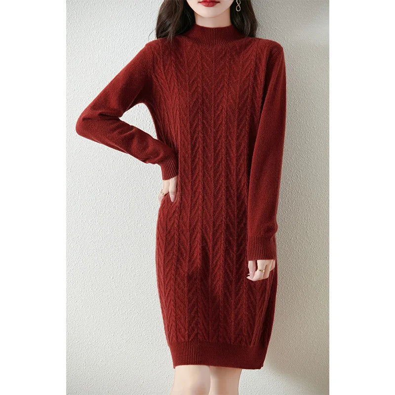 Ropa Mujer Turtleneck Warm Short Mini Dress Spring Autumn Knitwear Tops Female Turtleneck Winter Women‘s Sweater Pulls Jumper