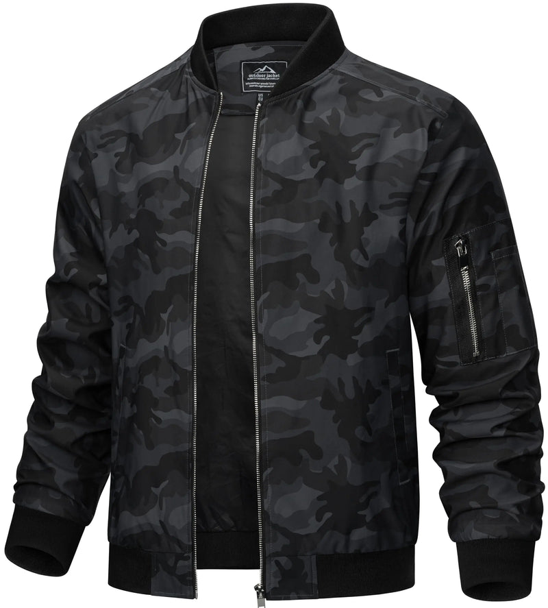 TACVASEN Men's Lightweight Windbreaker Bike Jacket Spring Autumn Casual Zip Up Coat With Pockets Fashion Streetwear Outerwear