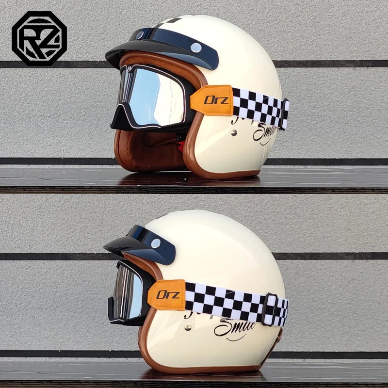 Retro 3/4 Leather  Helmet Motorcycle Helmet Open Chopper Bicycle Helmet Casque Casco Motocicleta Capacete Helmet
