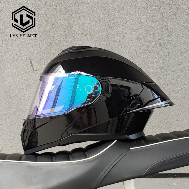 Motorcycle Modular Flip Helmet Dual Lens Big Wing Anti-Fog Visor Men Women Motorbike Touring Safety Headgear Casque Moto