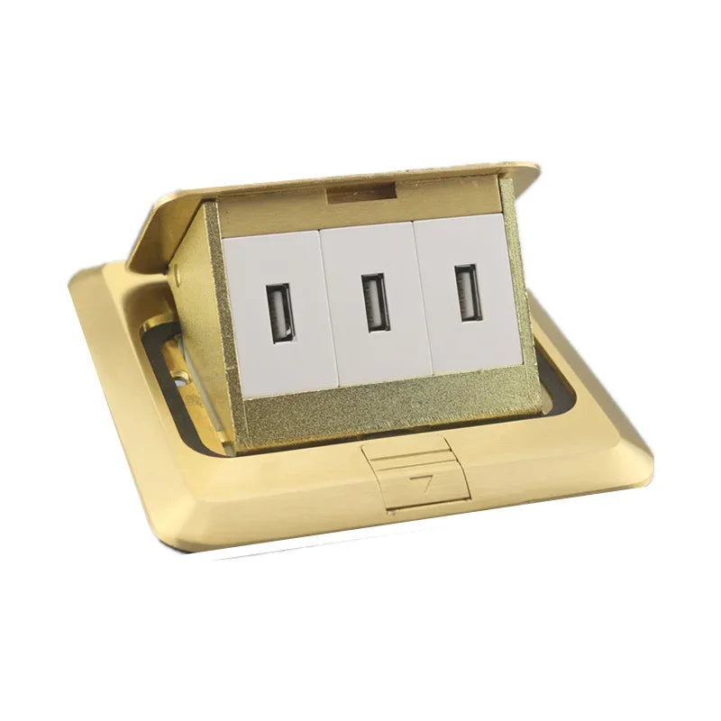 All copper and gold slow pop-up floor socket 16A Russian and Spanish international universal power socket, desktop socket
