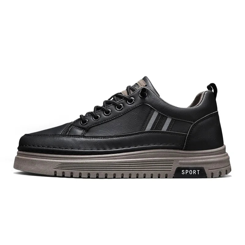 Students casual white shoes spring soft-sole anti-slip breathable flat outdoor walking shoes men's thick-sole sports board shoes