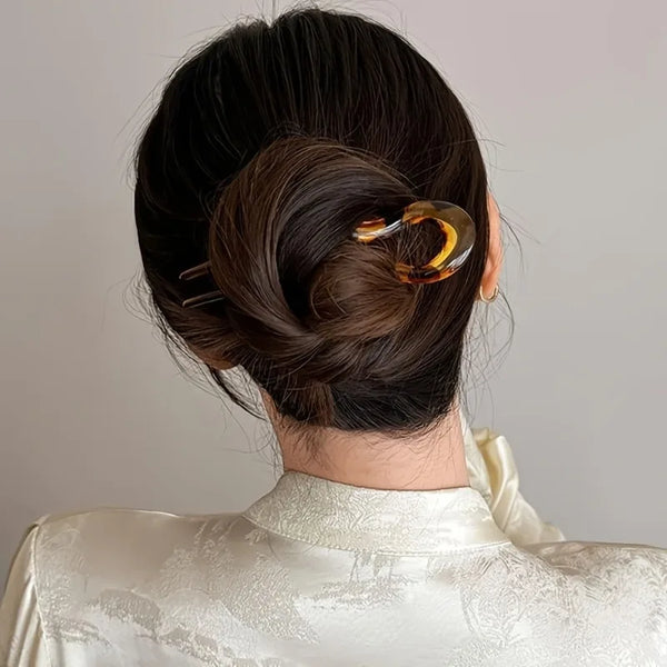 2pcs U-Shaped Wave Hair Pins - Anti-Slip Updo Fork Clips for Thick & Thin Hair,Elegant Hair Additions for Women Daily & Party