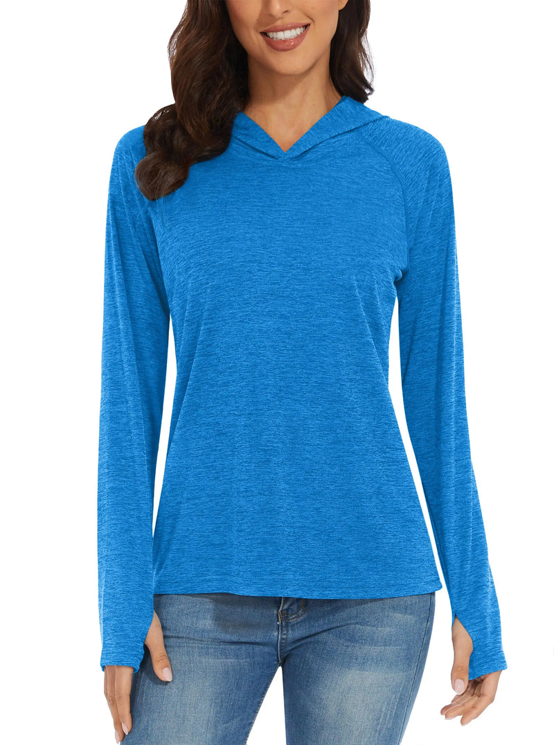 TACVASEN UPF50+ Breathable Long Sleeve Hoodie T-shirts Womens Sun/UV Protection Casual Hooded T shirts Outdoor Sports Pullover