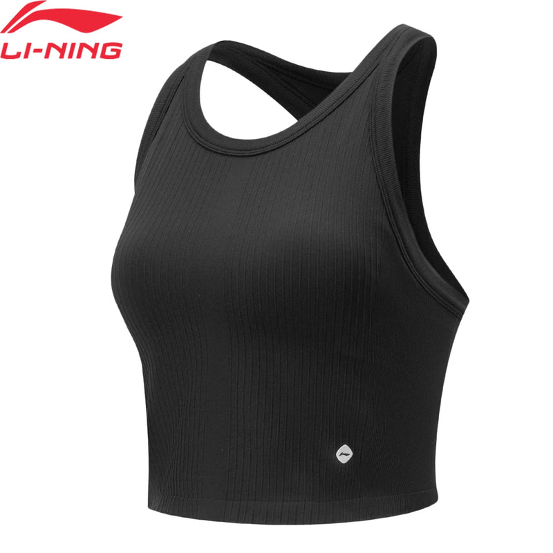 Li-Ning Women's Training Sleeveless Round Neck Vest 89.5%Nylon 10.5%Spandex Comfortable LiNing Sport Knit Camisole AUDV020