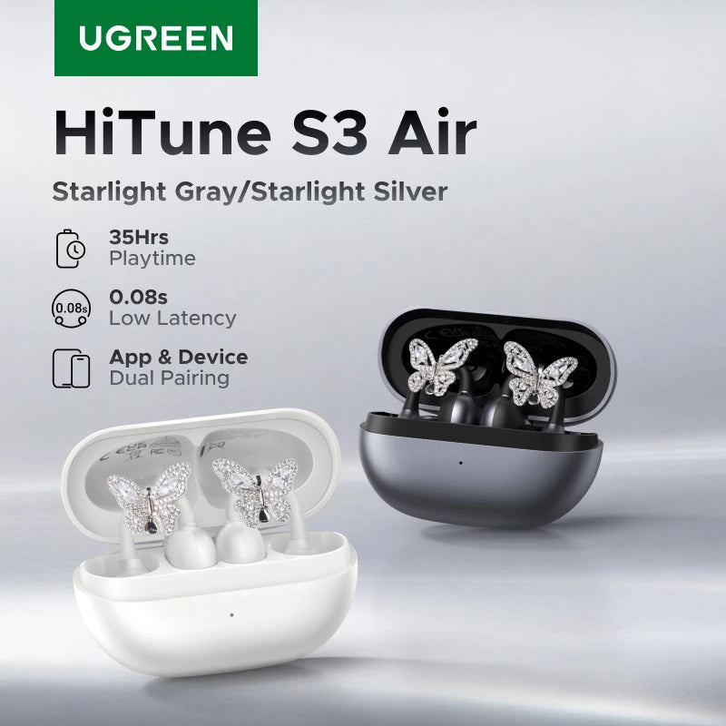 【2026】UGREEN HiTune S3 Air Open Ear Earbuds Bluetooth Clip On Wireless Headphones ENC Mic forCalls Earphones for Running Workout
