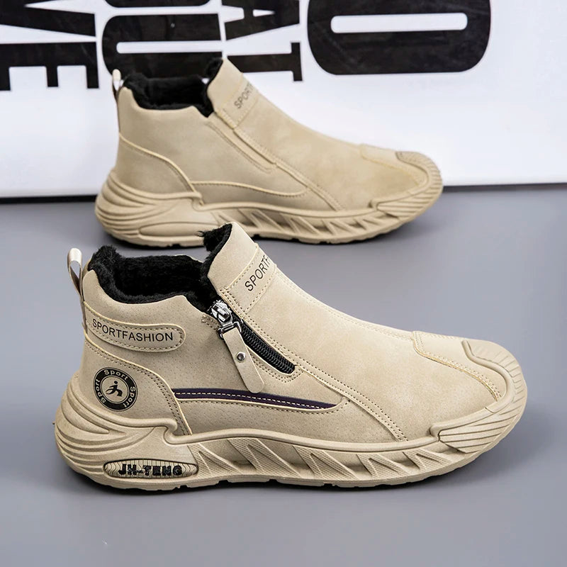Mens Casual Sports Shoes Autumn New Flat Bottomed Fashion Short Boots 2025 Comfortable Anti Slip High Top Outdoor Running Shoes