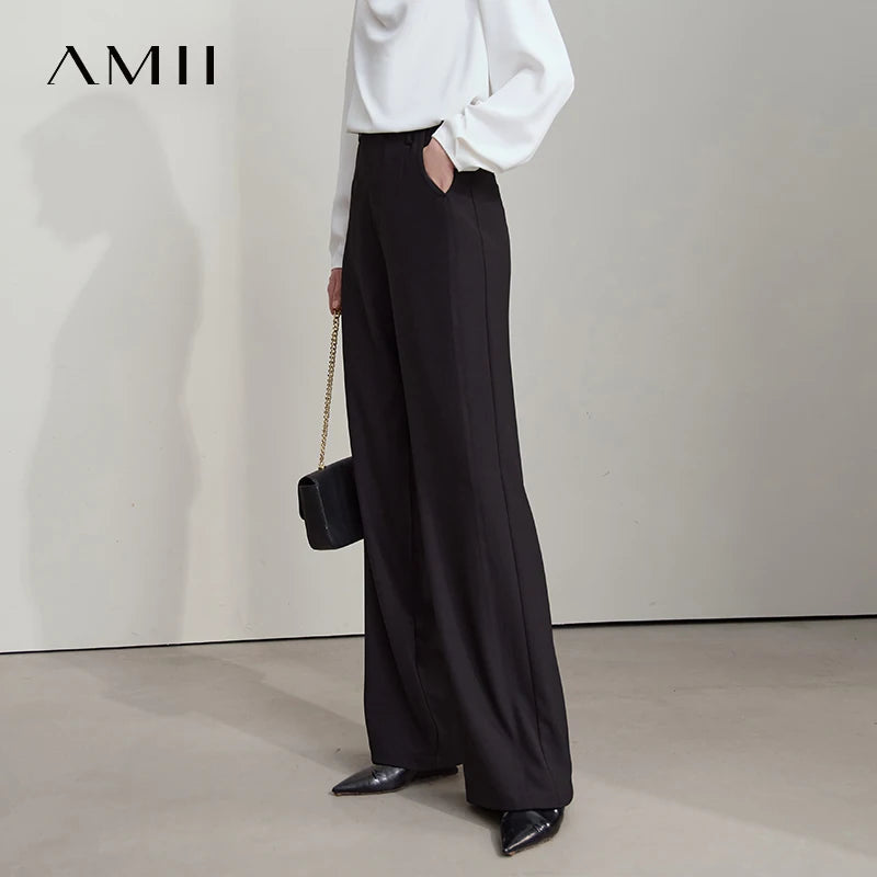 ខោ AMII Minimalist រដូវស្លឹកឈើជ្រុះឆ្នាំ ២០២៦ ថ្មីឆើតឆាយប្រណីតការិយាល័យនារីធម្មតារលុងខោជើងវែងត្រង់ធំទូលាយ 12523044