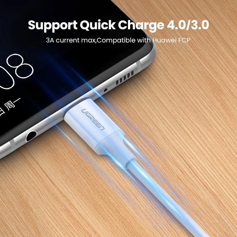 UGREEN PD60W USB-C to USB-C Cable Fast Charging for iPhone 17 Samsung S26 Xiaomi MacBook Air iPad Pro 3A Quick Charge 4.0 3.0