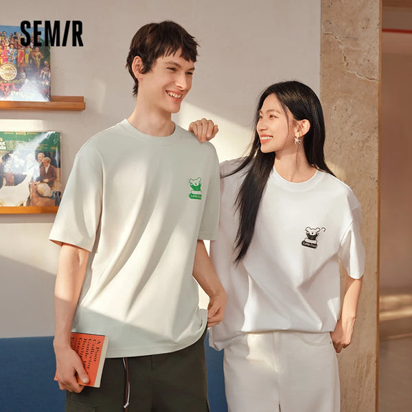 អាវយឺតបុរស Semir ដៃខ្លីប៉ាក់បោះពុម្ពសប្បាយៗឆ្នាំ ២០២៦ គូស្នេហ៍ថ្មី ម៉ូដធម្មតា ស្រួលពាក់ប្រចាំថ្ងៃ