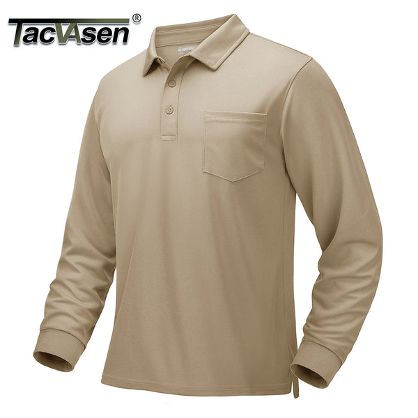 TACVASEN Mens Work Polo Shirts Chest Pocket Casual Polo Shirt Lightweight Breathable Performance Outdoor Golf Polo Tee Tops