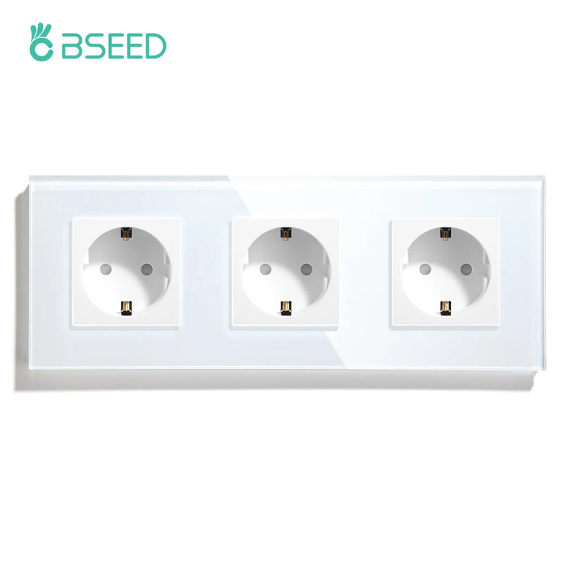 BSEED Touch Light Switches LED Backlight EU Wall Sockets Switches Glass Panel Max.Load 300W 1/2/3Gang 1Way LED Light Switches