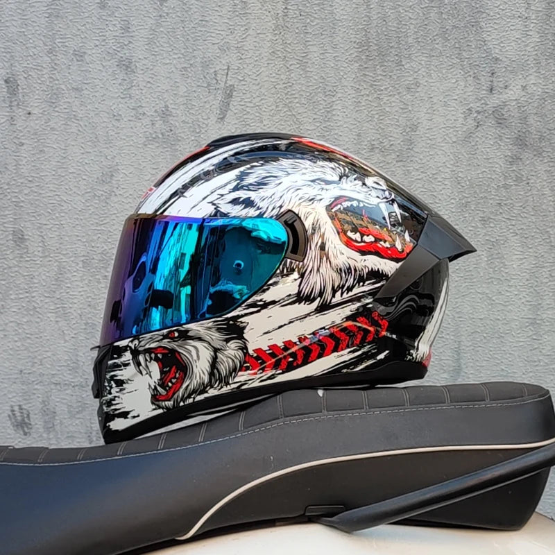 Safety Motorcycle Helmets Full Face Dual Lens Racing Helmet Strong Resistance Off Road Helmet DOT Approved