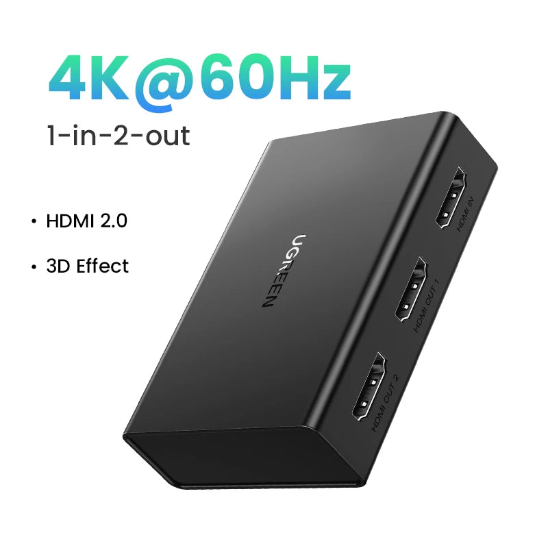UGREEN HDMI Splitter 1 in 2 Out 4K60Hz HDMI-compatible Splitter for Dual Monitors HDCP 2.2 3D HDR EDID HDMI Adapter