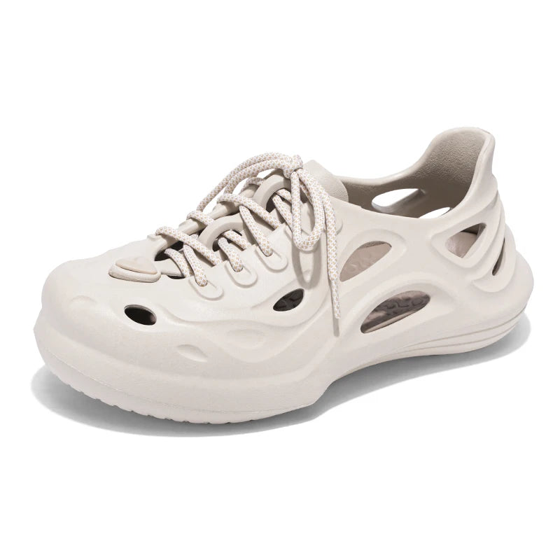 Men's breathable casual Lace up sandals summer new soft-sole outdoor Garden shoes waterproof fashion hole shoes driving slippers