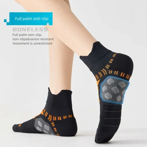 WRELS 1/2/3 Pairs Running Socks Cushioned Non‑Slip Sports Socks Men Arch Support Moisture Wicking Breathable Low‑Cut Socks
