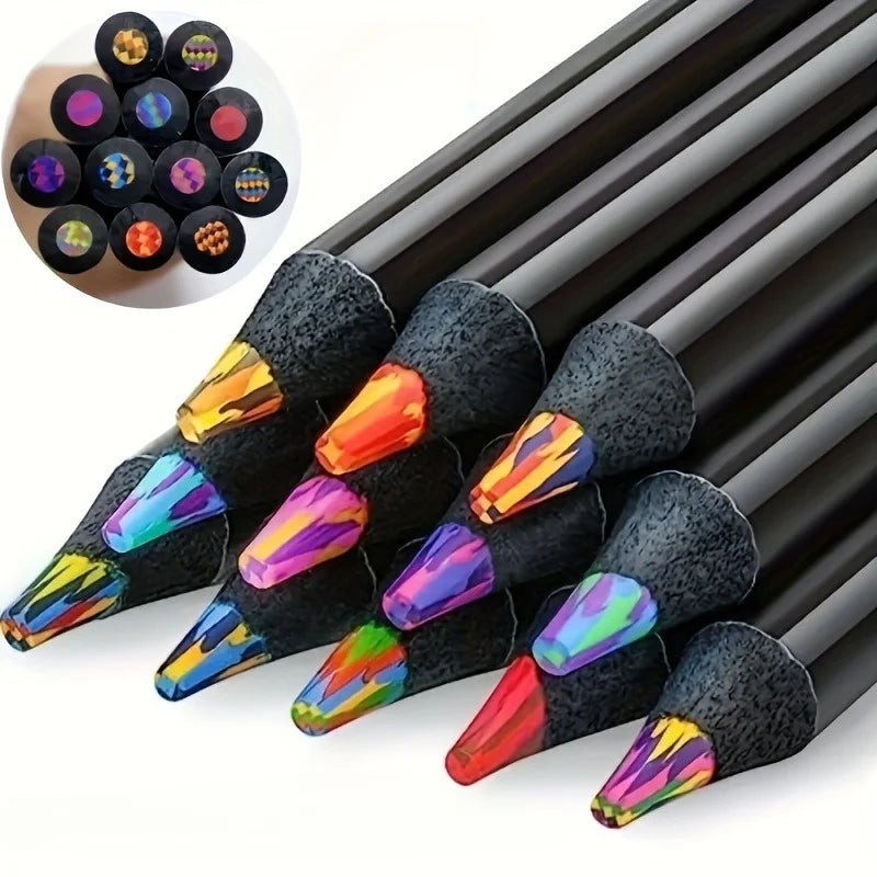 5pcs Rainbow Pencils with Magic Gradient Colors - Dust-Free, Over 2Mm Line Diameter, Suitable for Ages 14 And Above
