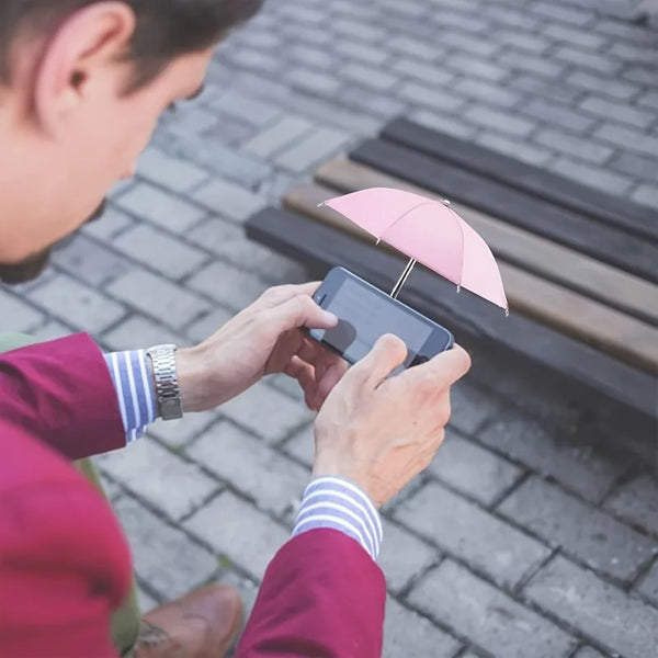 1Pack Mini Phone Umbrella with pig Suction Cup Stand  Anti Glare Sun Protection,Rain Shield for Smartphones.Durable Construction
