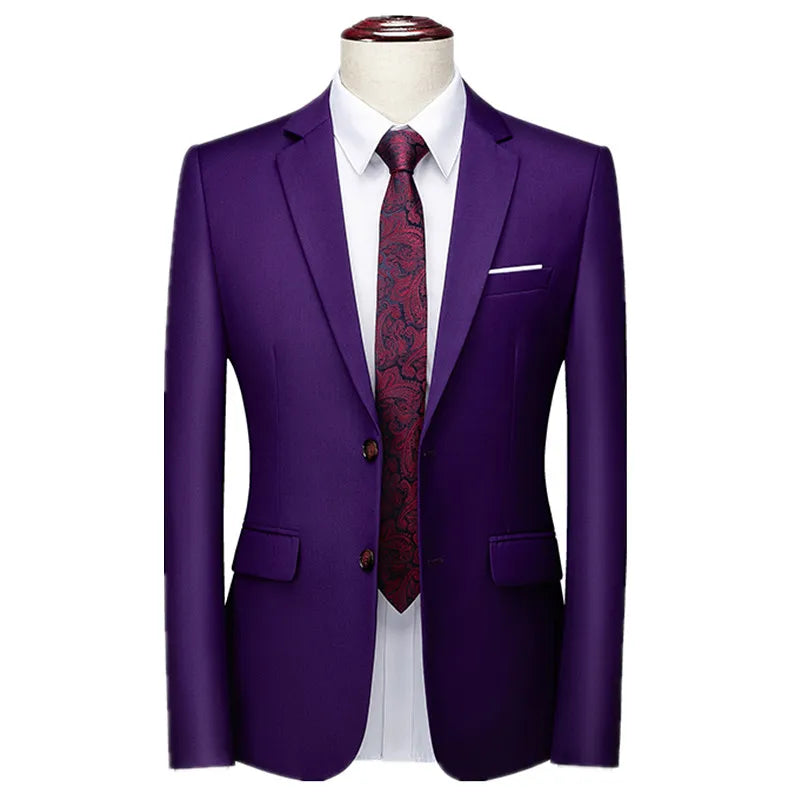 Men's Rose Red Suit Jacket, Wedding/Office Slim-fit Formal Coat, Asian Size M-6XL,Available in Blue, Gray, Black, Purple, Green