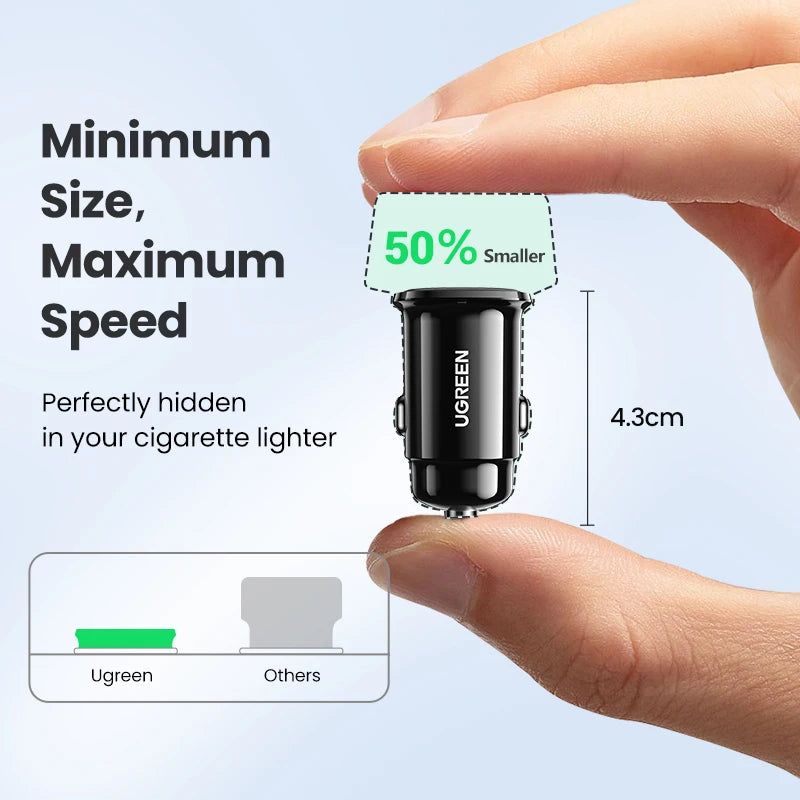 【NEW-IN】UGREEN USB Car Charger 30W Quick Charge 4.0 QC4.0 QC3.0 PD Type C Fast Car USB Charger For iPhone 17 Xiaomi Mobile Pho