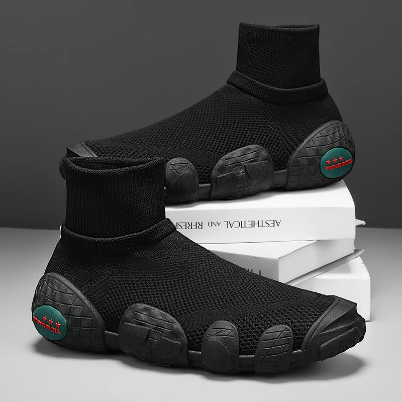 Mens Walking Shoes Trendy Breathe Mesh Fabric Anti Slip Wear-resistant Morning Exercise Jogging Outdoor Training Sneakers
