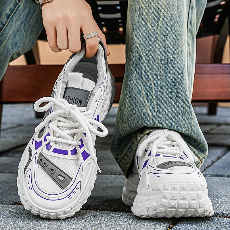 Chunky sneakers four seasons mesh breathable casual outdoor running fashion students speed light soft sole non slip sports shoes