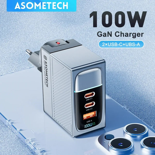 ឆ្នាំងសាក GaN 100W USB Type C សាកលឿន PD QC 4.0 3.0 ឆ្នាំងសាកលឿនសម្រាប់ iPhone 14 13 Pro Max Samsung S23 Xiaomi Macbook ថេប្លេត