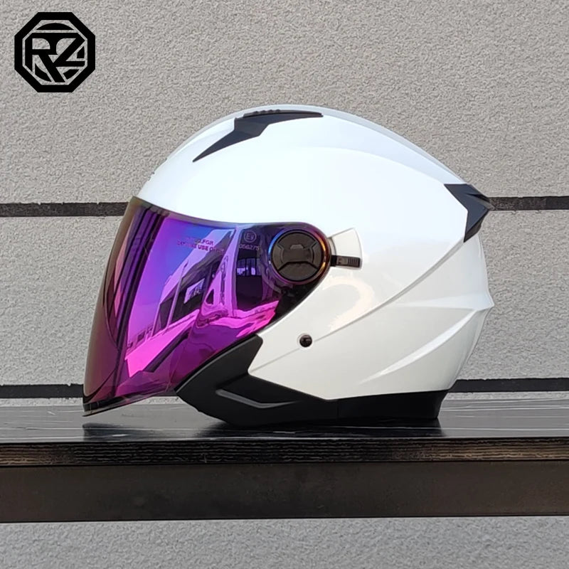 ORZ Latest High Quality Motorcycle Helmet Half Covering Dual Lens Cascos para Motos Male Female Couple Capacetes de Moto