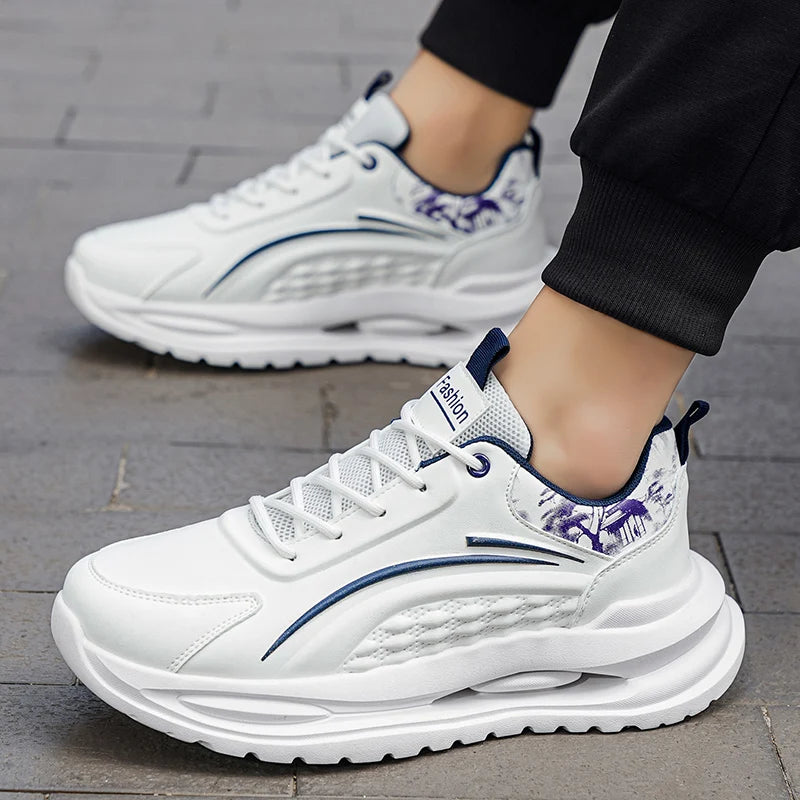 Men's casual lightweight sneakers Four seasons new breathable soft-sole outdoor racing running shoes student speed sports shoes
