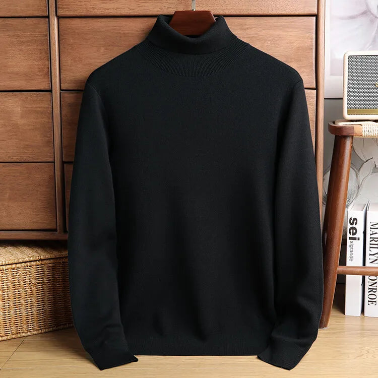 Men's Cashmere Blend Turtleneck, 480g 4A Anti-Pilling, Heavyweight Warm, Multi-Color WOOL