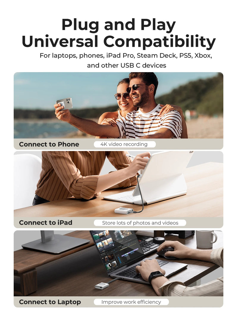 ORICO M.2 2230 NVMe SSD Enclosure USB3.2 Type C 10Gbps  Aluminum External with Silicone Protection for iPhone 15 Samsung WD SN75