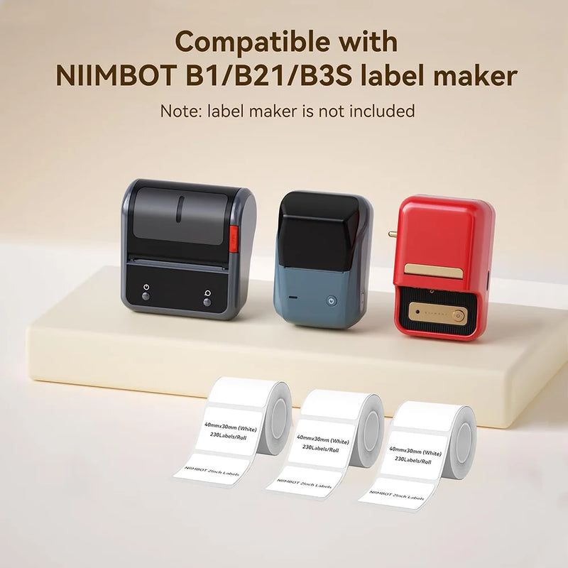 3 Rolls Niimbot Thermal Label Sticker for B1/B21/B3S/B31Barcode Sticker White/Color/Transparent Self-adhesive Paper 20-50mm