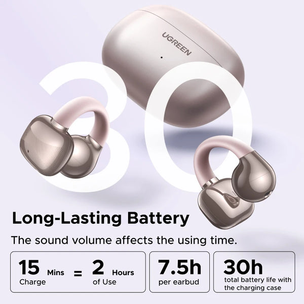 UGREEN កាសឥតខ្សែប្រភេទ Open Ear Earbuds Bluetooth Sports Earphones កាសស្តាប់ត្រចៀកក្នុងមីក្រូហ្វូន ជាមួយទំពក់ត្រចៀក និងទំពក់ត្រចៀក