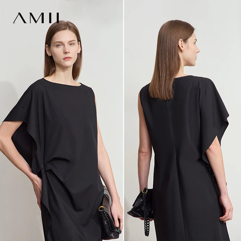 រ៉ូបនារី Amii Minimalist រដូវក្តៅឆ្នាំ ២០២៥ រ៉ូបដៃខ្លីរាងអក្សរ H ថ្មីសម្រាប់ធ្វើដំណើរ សម្លៀកបំពាក់នារីឆើតឆាយ 12522022