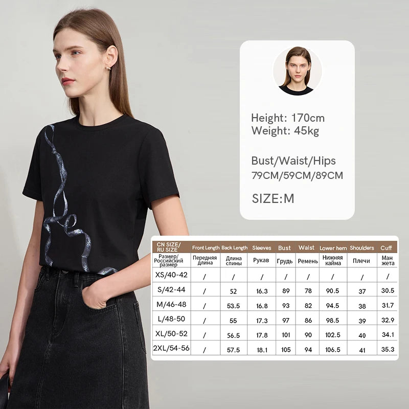 អាវយឺត Amii Minimalism Casual រដូវក្តៅឆ្នាំ ២០២៥ ថ្មីសម្រាប់នារី ក O ត្រង់ បោះពុម្ពត្រជាក់ ប្រឆាំងមេរោគ កប្បាសទឹកកក លាតសន្ធឹង អាវយឺត 12542084