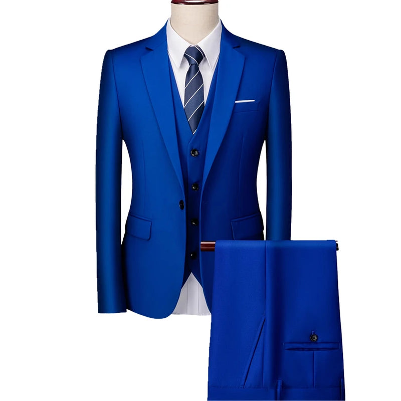 2026 Men's Grass Green Suit Three-Piece, Wedding,Party,Business,Interview Menswear,Red,Black,Blue,Purple,Yellow Asian Size Sets