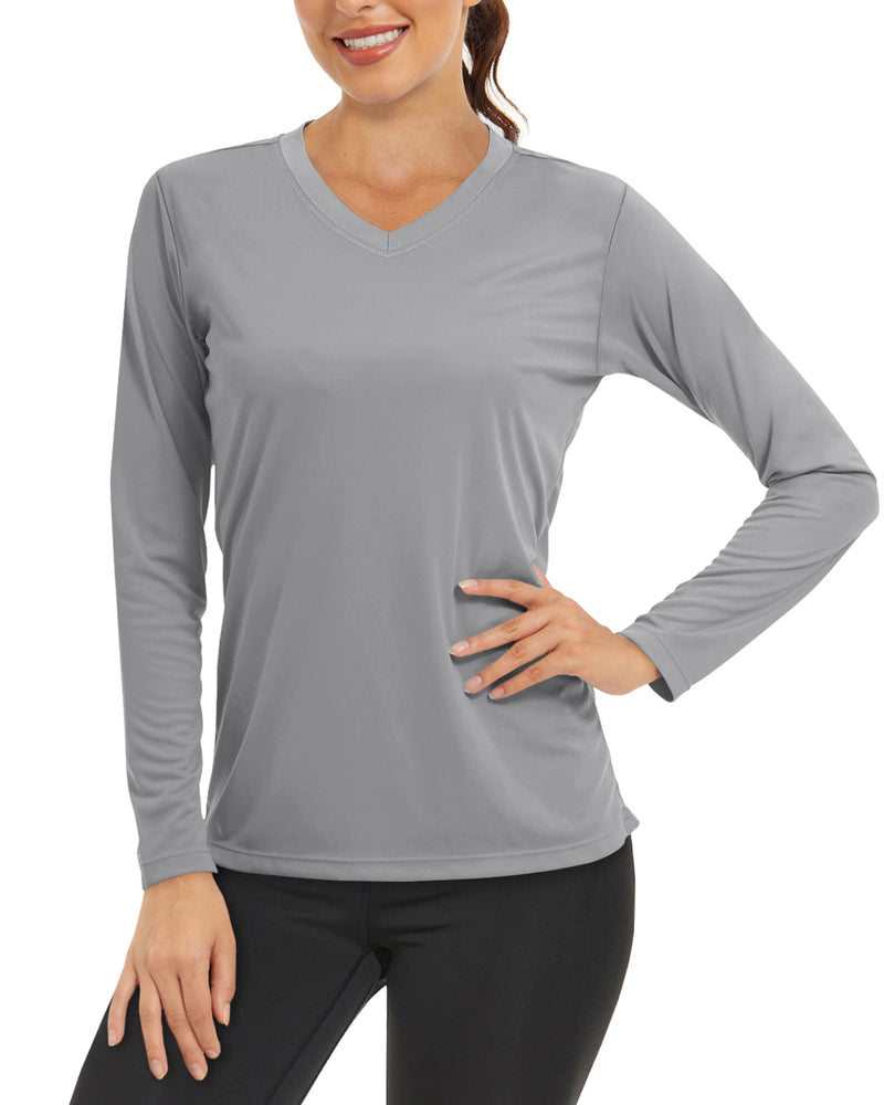 TACVASEN Summer Sun Protection Shirts UPF 50+ Womens Long Sleeve V Neck Shirts Lightweight Quick Dry Tee Shirts Outdoor Pullover