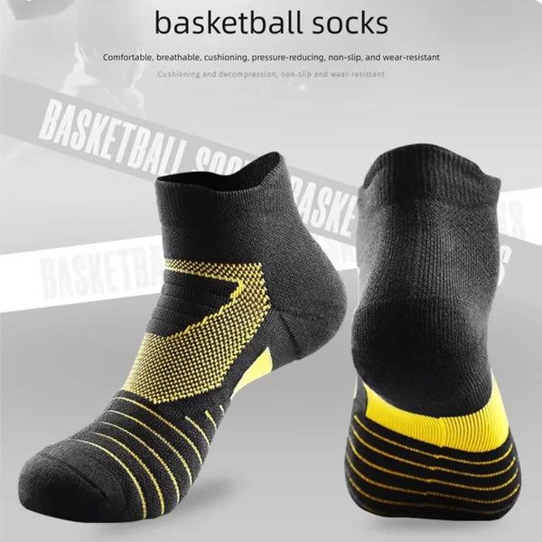 WRELS 1/2/3 Pairs Athletic Ankle Socks Cushioned Moisture Wicking No Show Socks Seamless Non‑Slip Breathable Running Sports Sock
