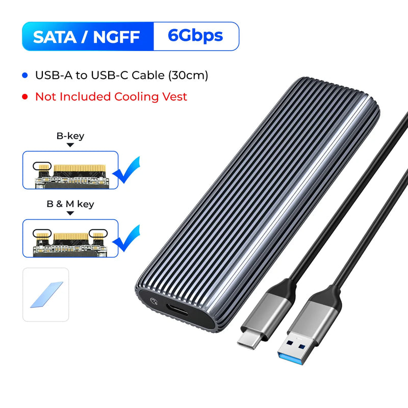 ORICO Tool Free Aluminum M2 NVMe SSD Enclosure 10Gbps PCIe Type C M.2 SSD Case NVMe M Key Solid State Drive Case Support UASP
