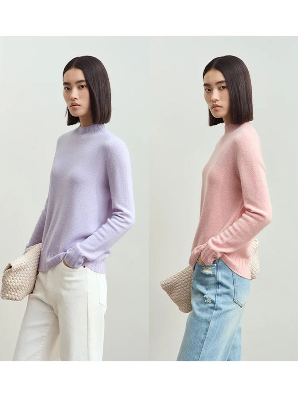 Amii Women's Sweater 2026 Winter New Pullovers Long Sleeve Top Female Solid Loose Mock Neck Versatile Sweater for Woman 12423118